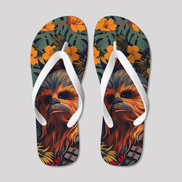 Chewbacca Flowers Geek Flip Flops