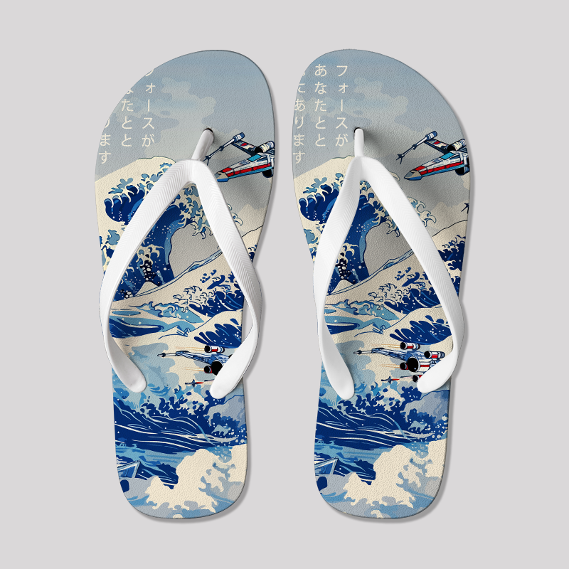 Ukiyoe Wave Fighter Geek Flip Flops