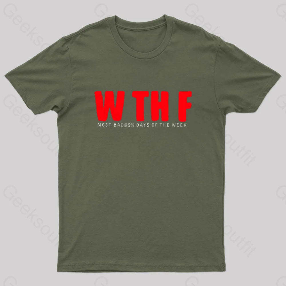 W Th F Nerd T-Shirt Army Green / S