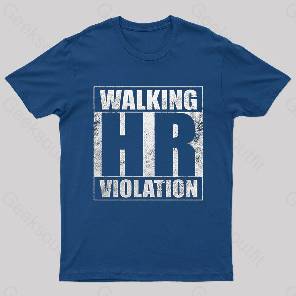 Walking Hr Violation Geek T-Shirt Navy / S