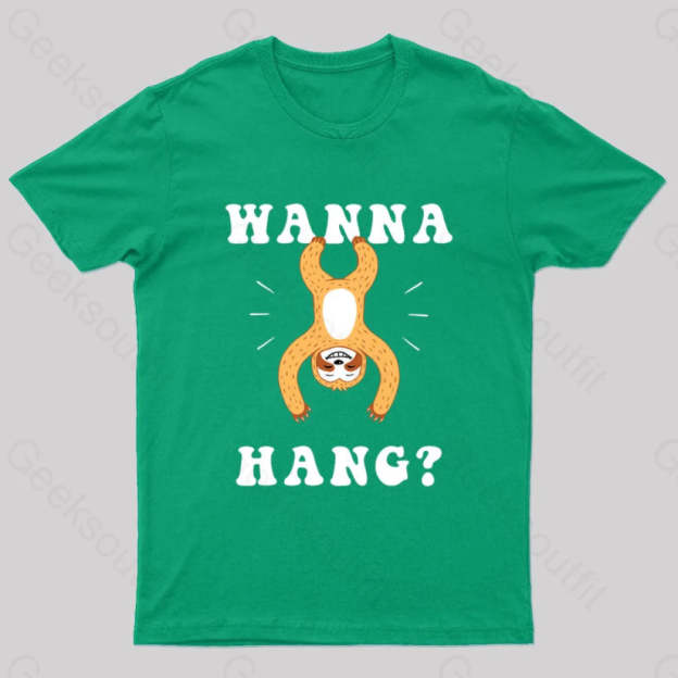 Wanna Hang Sloth Nerd T-Shirt Green / S
