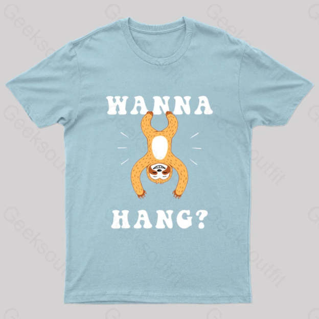 Wanna Hang Sloth Nerd T-Shirt Light Blue / S