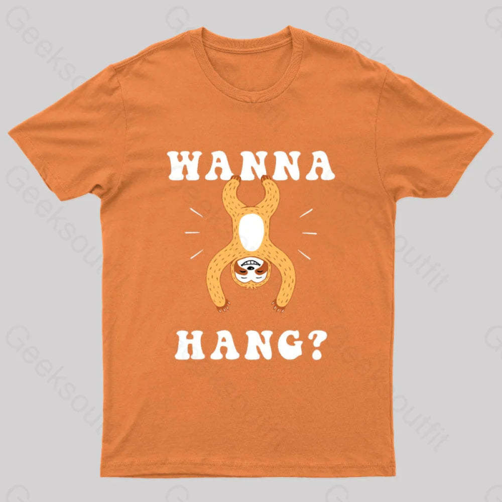 Wanna Hang Sloth Nerd T-Shirt Orange / S