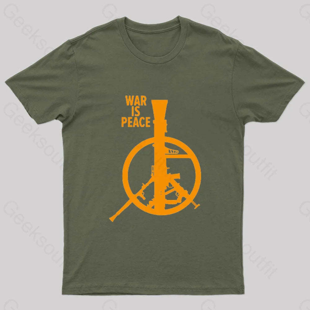 War Is Peace Nerd T-Shirt Army Green / S