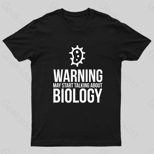 Warning May Start Talking Biology Nerd T-Shirt Black / S