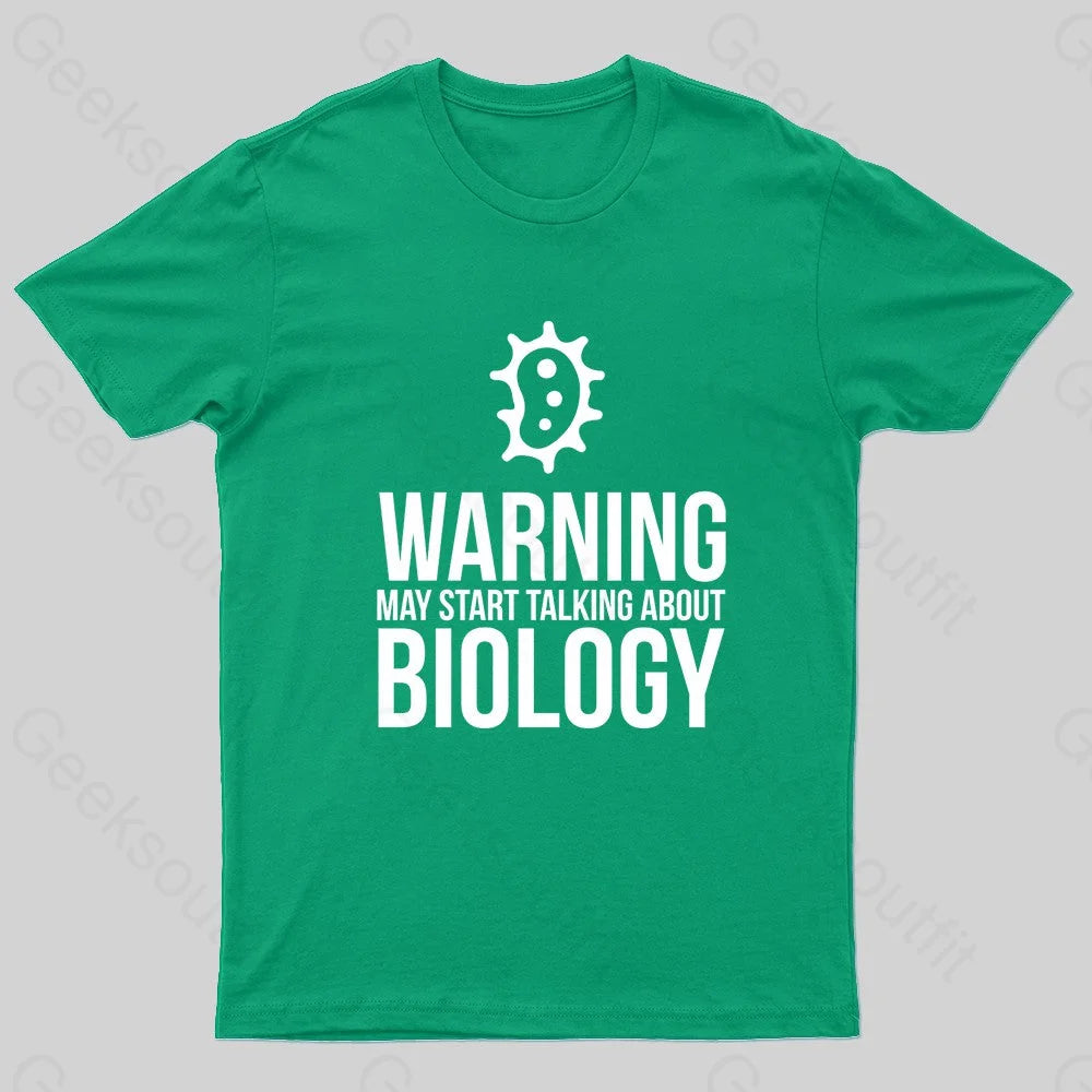 Warning May Start Talking Biology Nerd T-Shirt Green / S