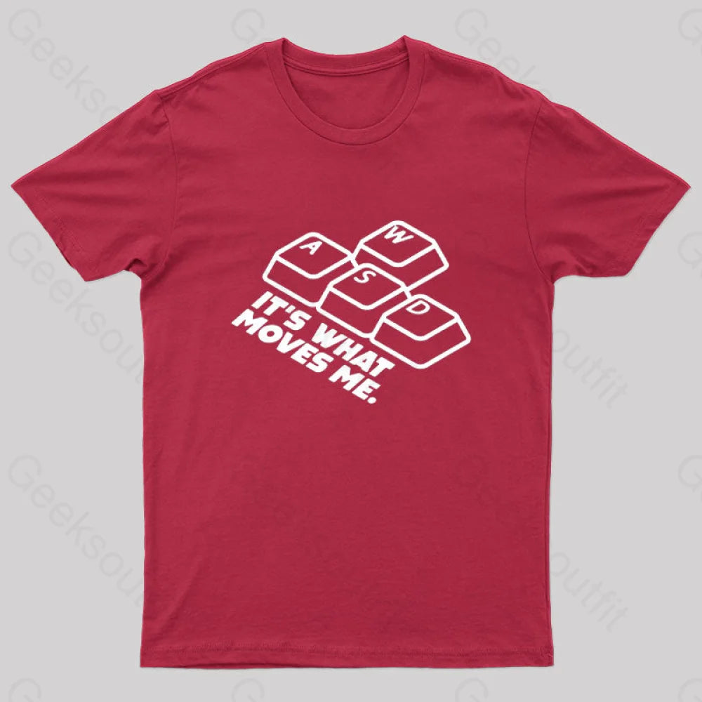 Wasd It¡¯s What Moves Me Nerd T-Shirt Red / S