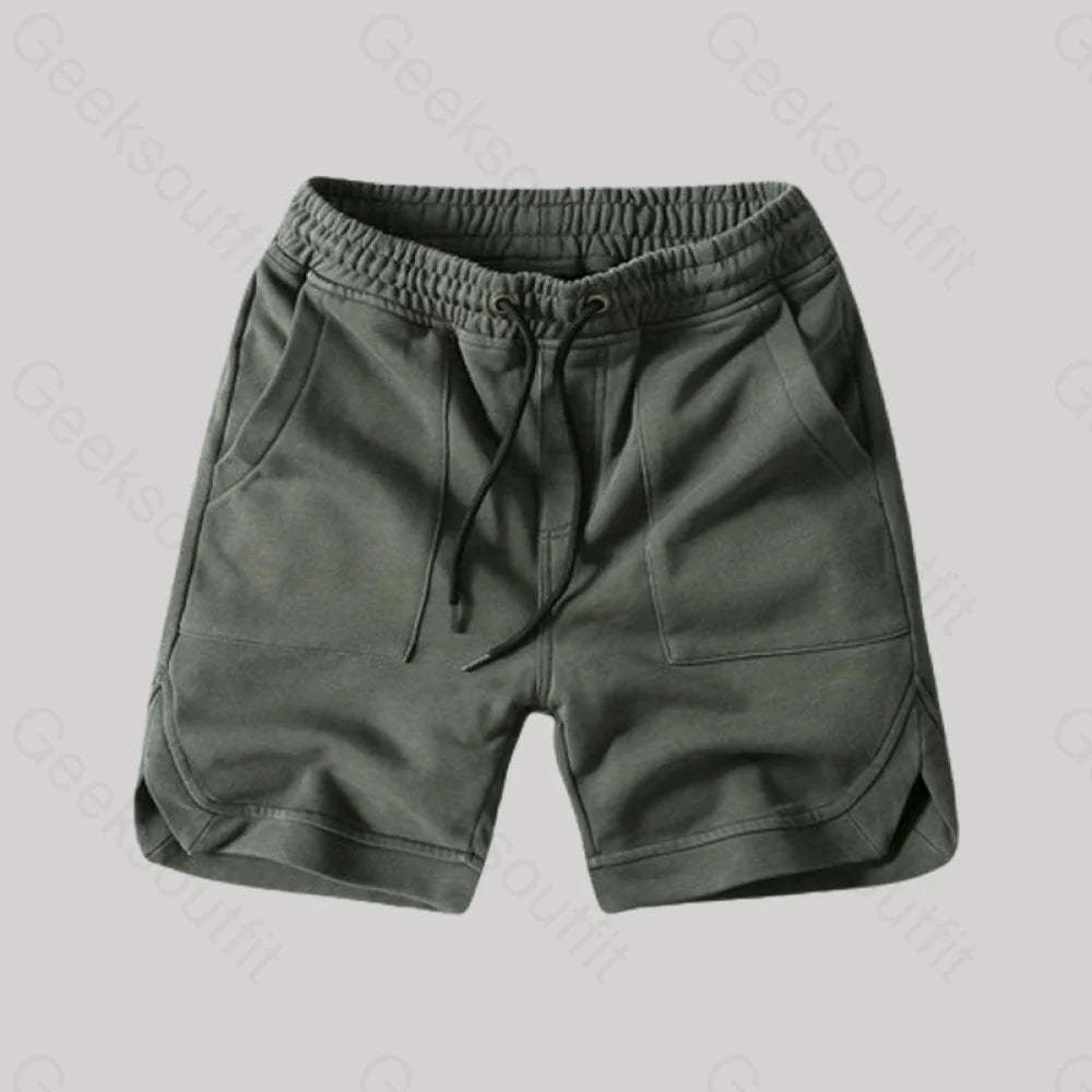 Washed Vintage Terry Geek Shorts Army Green / M