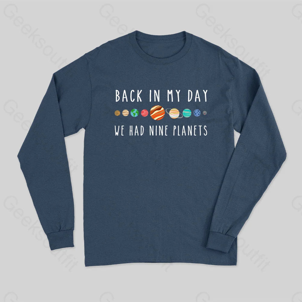 We Had Nine Planets Long Sleeve T-Shirt Navy / S