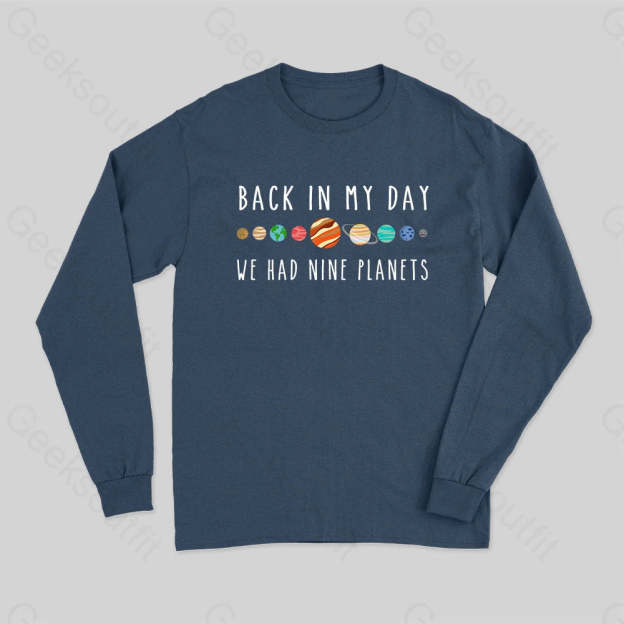 We Had Nine Planets Long Sleeve T-Shirt Navy / S