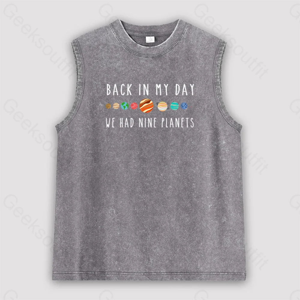 We Had Nine Planets Unisex Washed Tank Grey / S