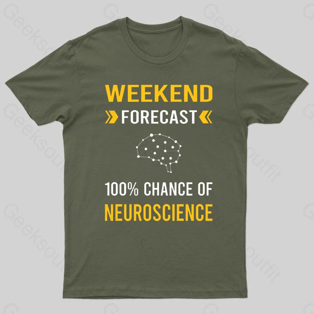 Weekend Forecast Neuroscience Nerd T-Shirt Army Green / S