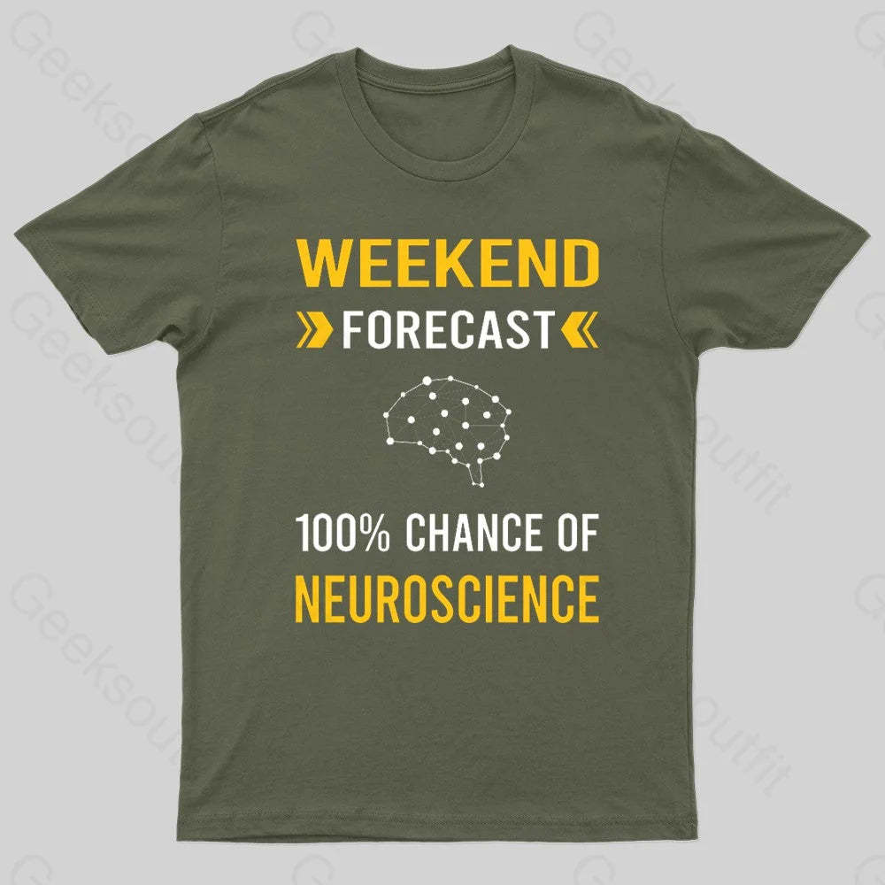Weekend Forecast Neuroscience Nerd T-Shirt Army Green / S