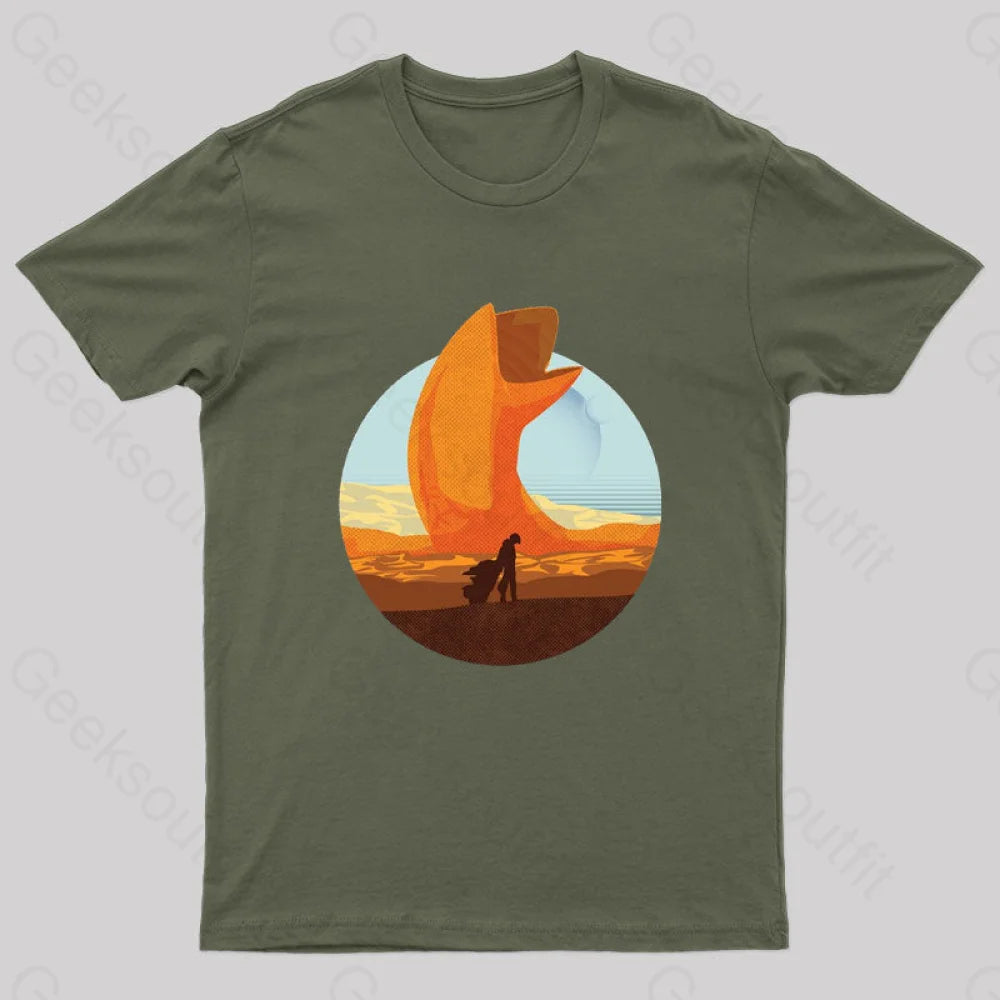 Welcome To Arrakis Desert Day Tour Geek T-Shirt Army Green / S