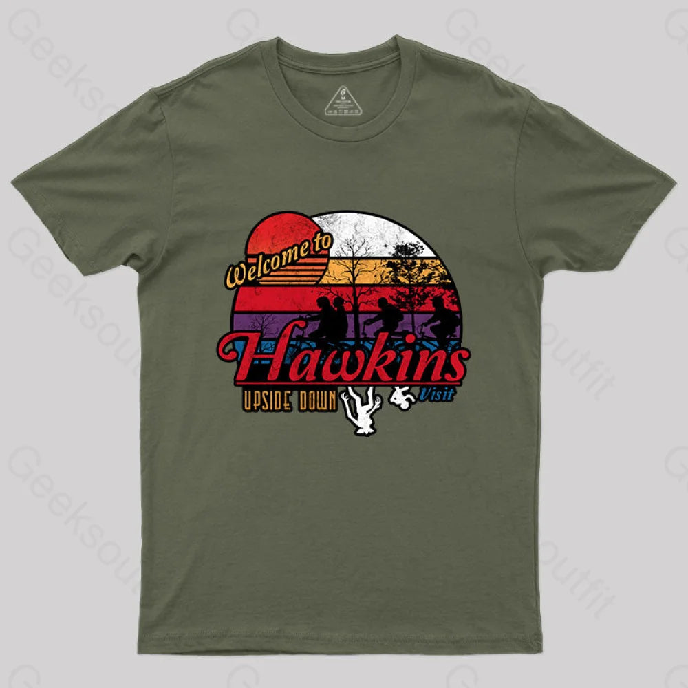 Welcome To Stranger Things T-Shirt Army Green / S Yc