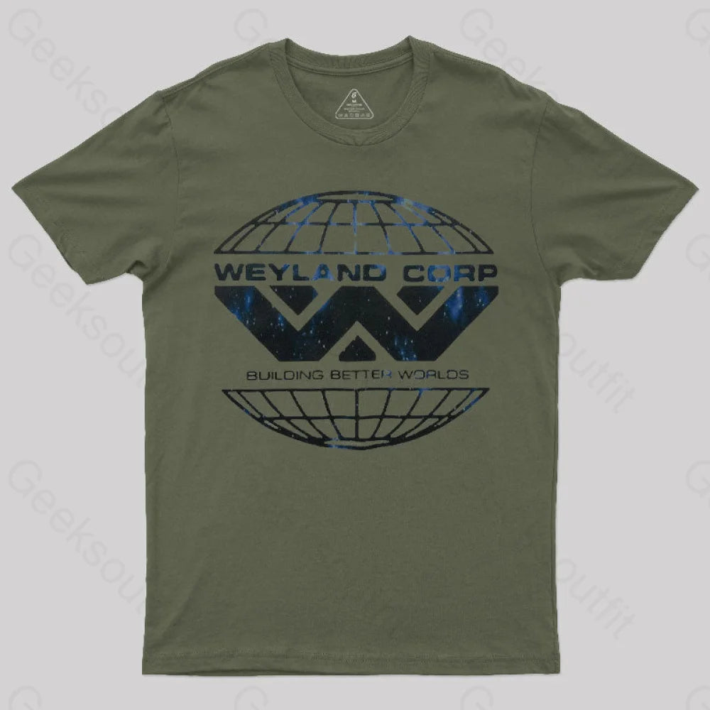 Weyland Corp Scifi Horror T-Shirt Army Green / S