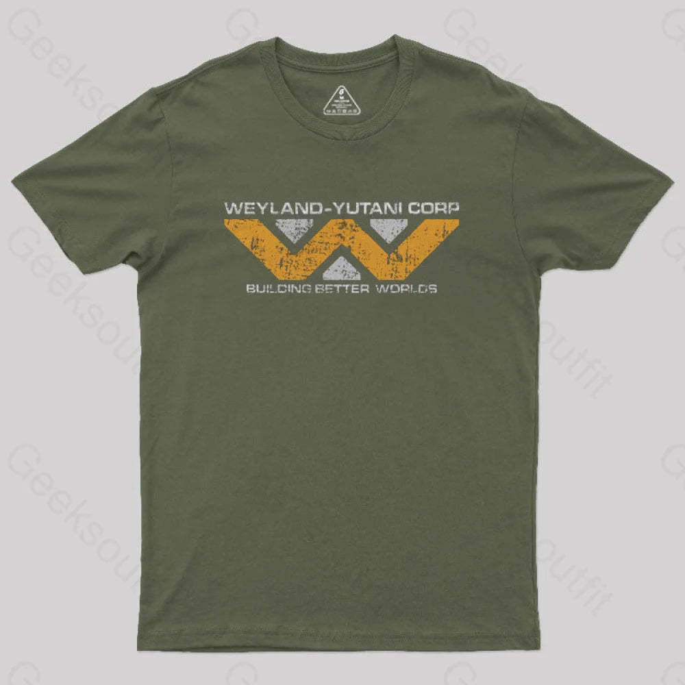 Weyland Yutani Corp Nerd T-Shirt Army Green / S