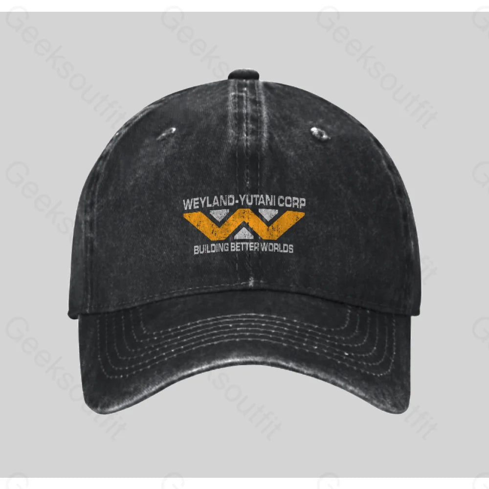 Weyland Yutani Corp Washed Vintage Baseball Cap Black