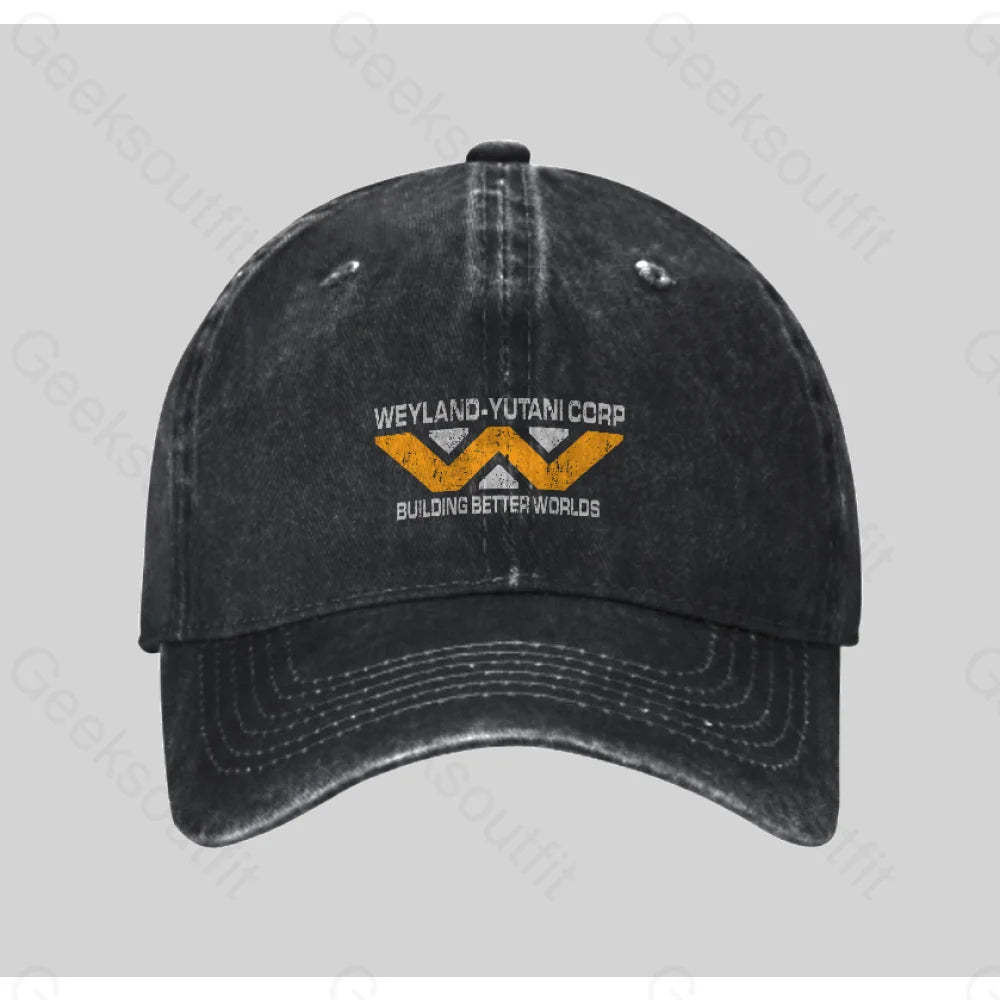 Weyland Yutani Corp Washed Vintage Baseball Cap Black