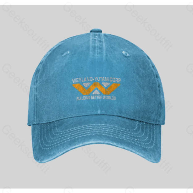 Weyland Yutani Corp Washed Vintage Baseball Cap Blue
