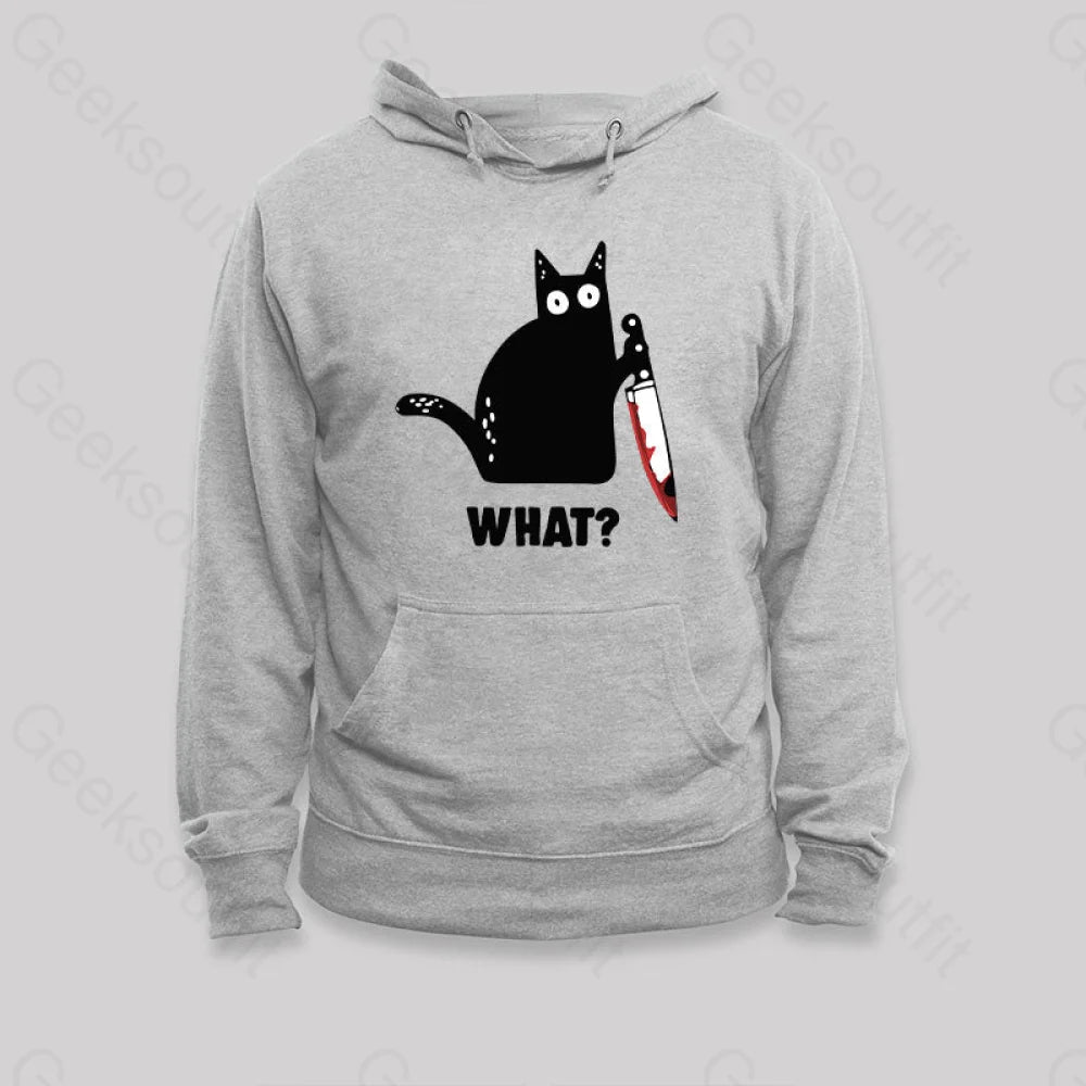 What Cat Funny Hoodie Grey / S