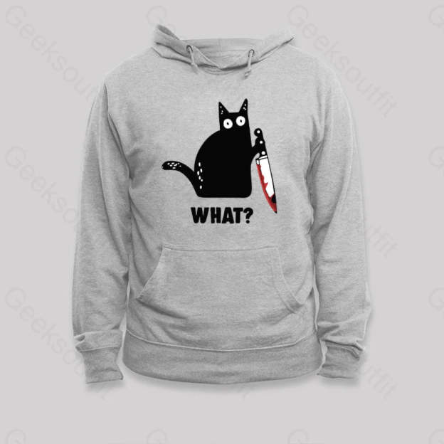 What Cat Funny Hoodie Grey / S