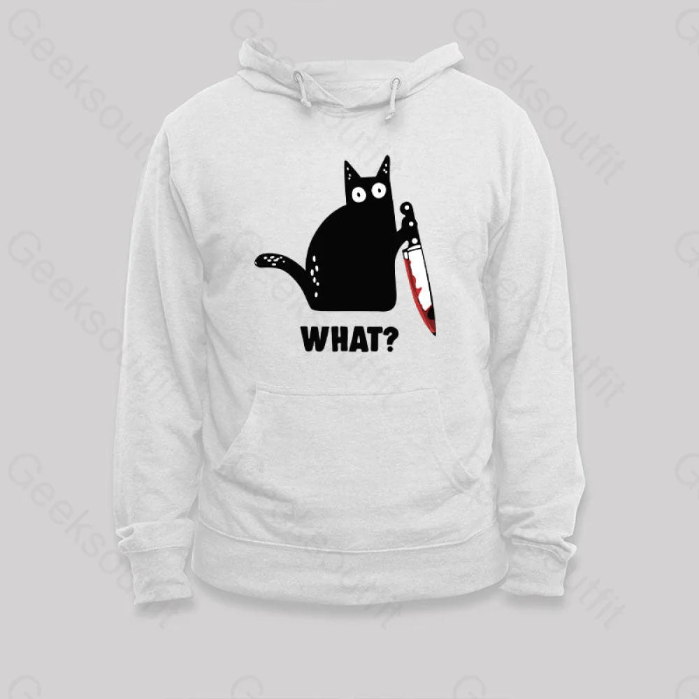 What Cat Funny Hoodie White / S