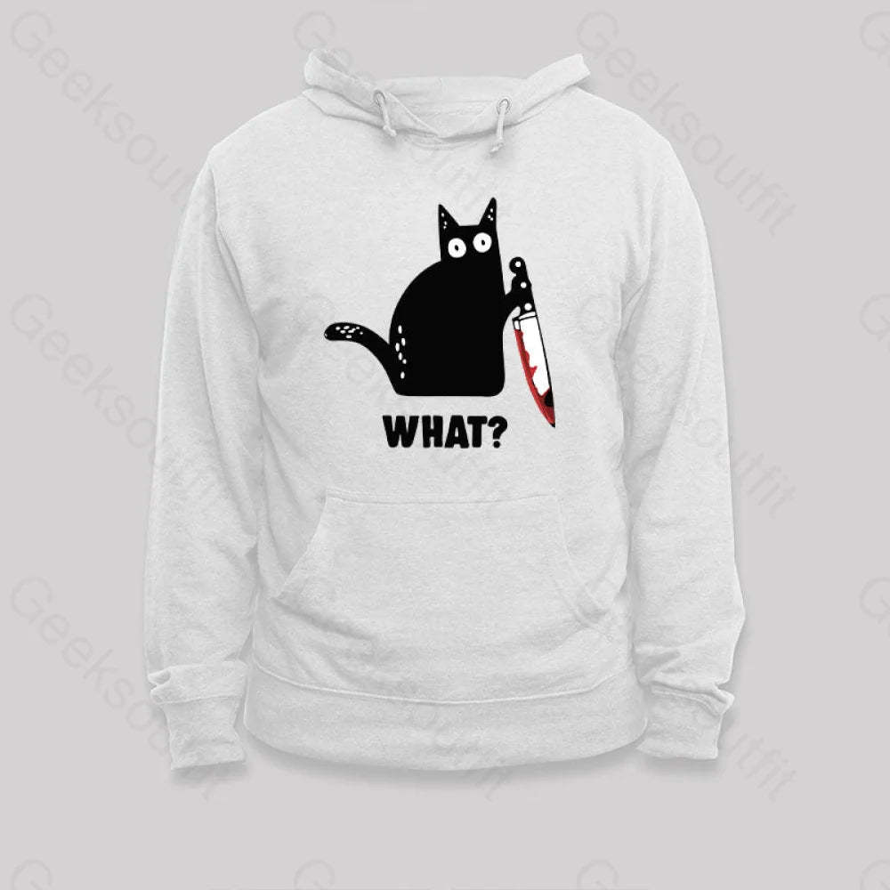 What Cat Funny Hoodie White / S