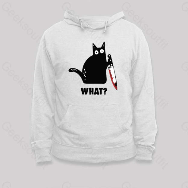 What Cat Funny Hoodie White / S