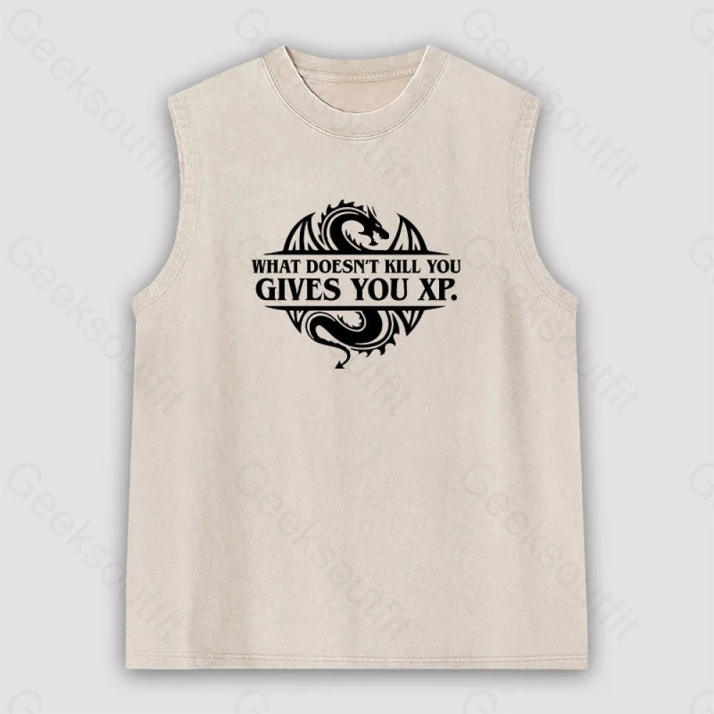 What Doesnt Kill You Give Experience Unisex Washed Tank Apricot / S