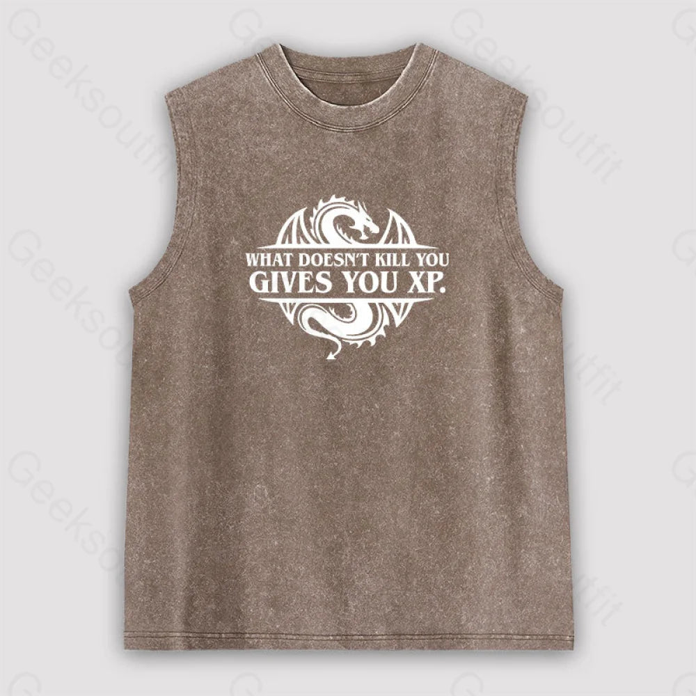 What Doesnt Kill You Give Experience Unisex Washed Tank Brown / S