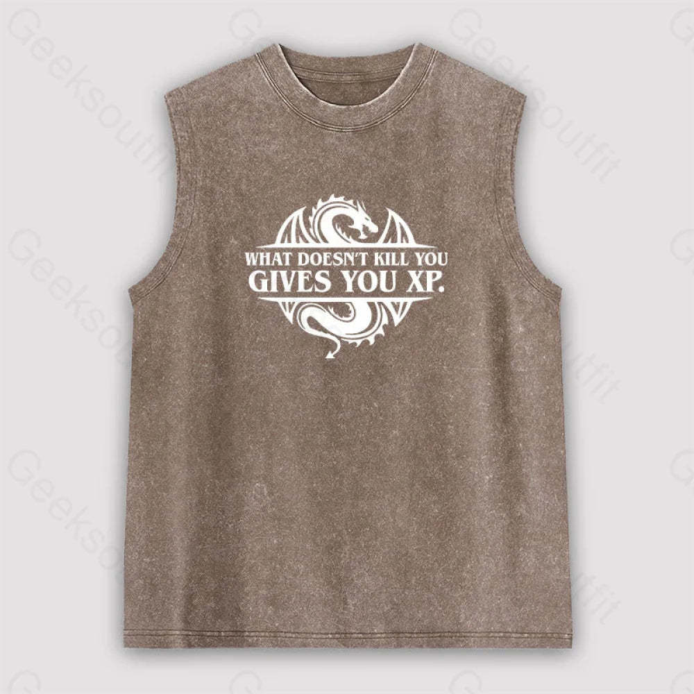 What Doesnt Kill You Give Experience Unisex Washed Tank Brown / S