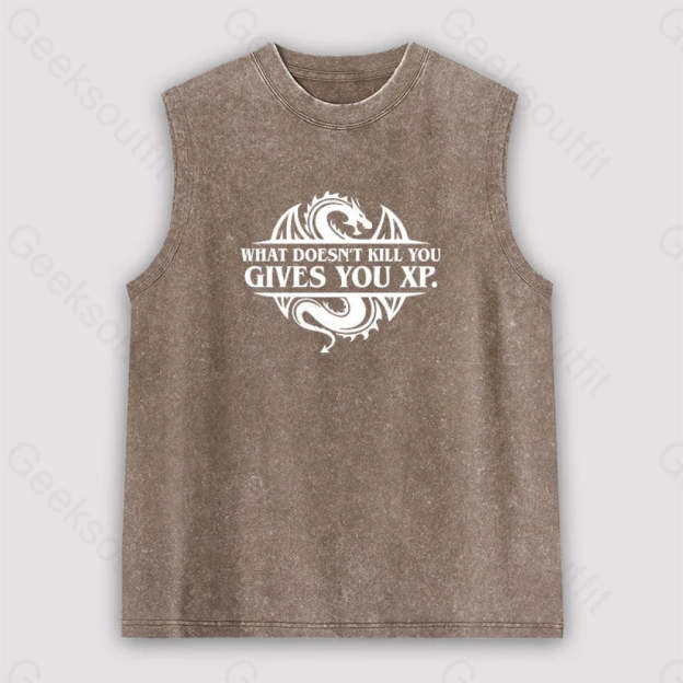 What Doesnt Kill You Give Experience Unisex Washed Tank Brown / S