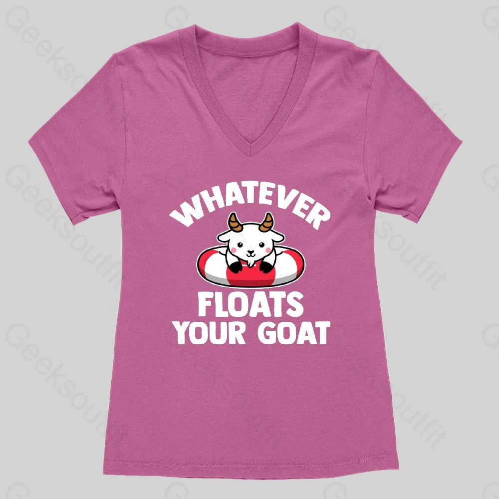 Whatever Floats Your Goat Funny Goat Boat Pun Women's V-Neck T-shirt - Geeksoutfit