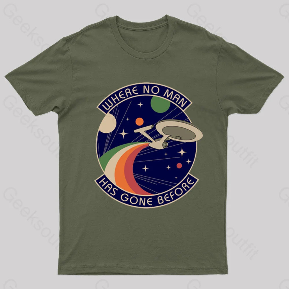 Where No Man Has Gone Before Nerd T-Shirt Army Green / S