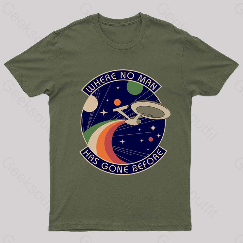 Where No Man Has Gone Before Nerd T-Shirt Army Green / S