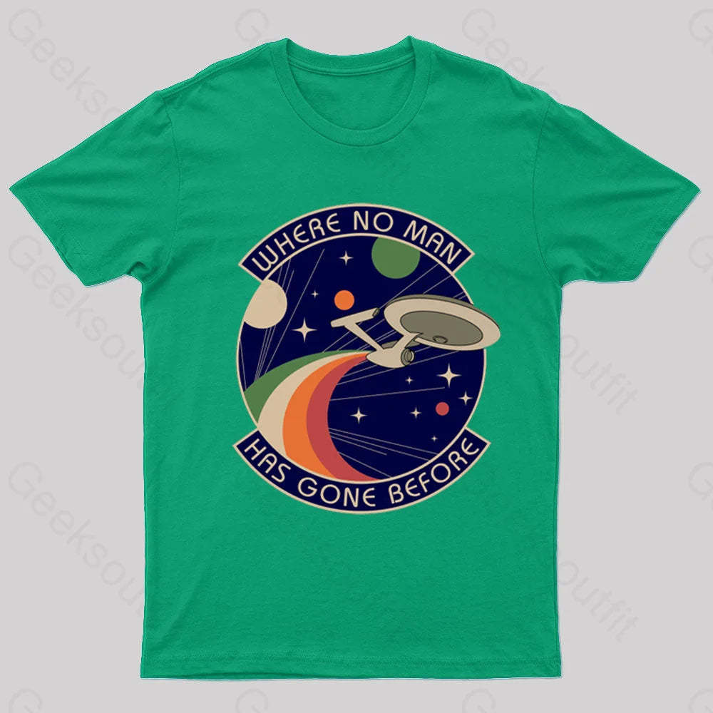 Where No Man Has Gone Before Nerd T-Shirt Green / S