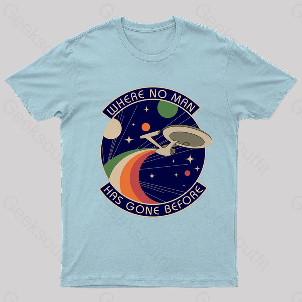 Where No Man Has Gone Before Nerd T-Shirt Light Blue / S