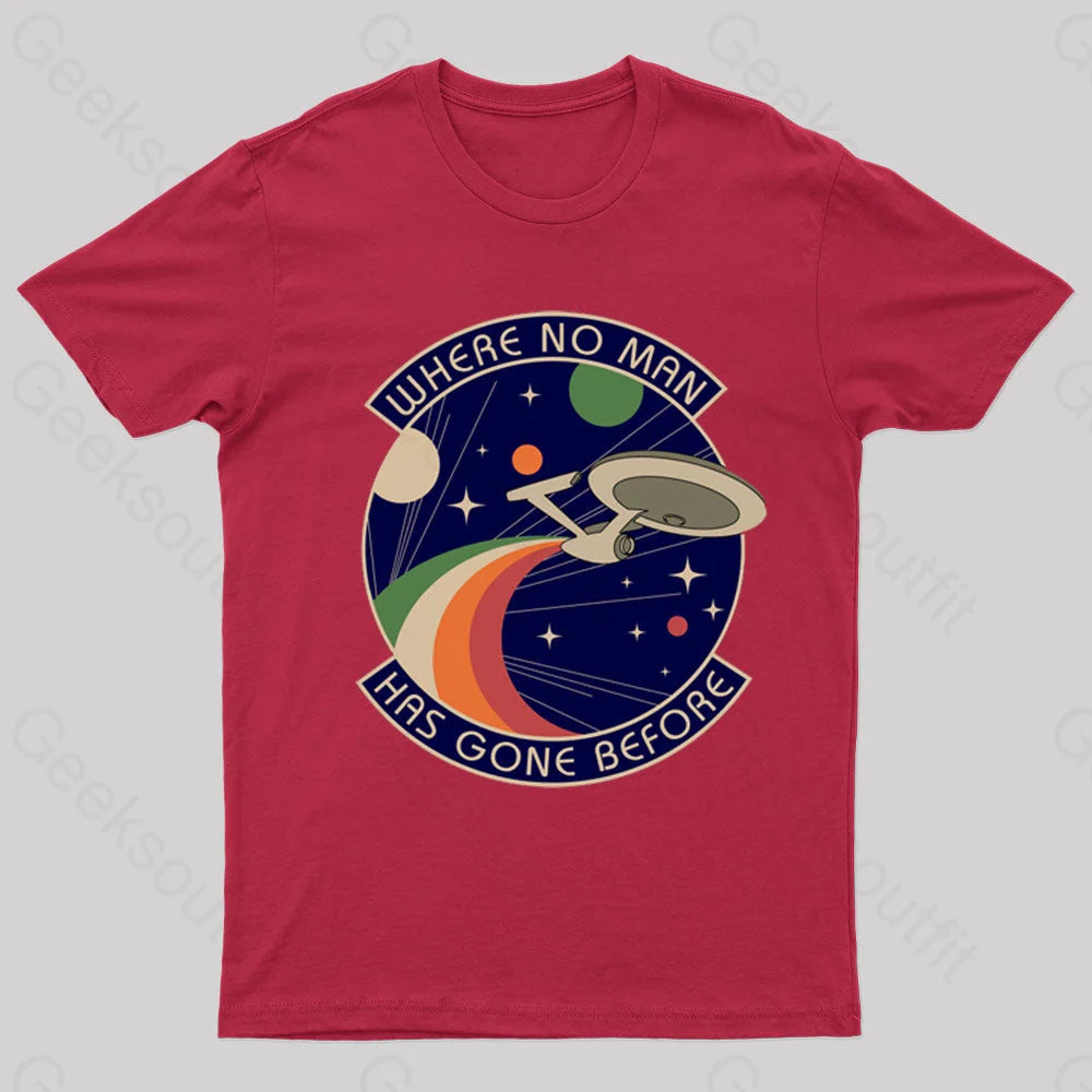 Where No Man Has Gone Before Nerd T-Shirt Red / S