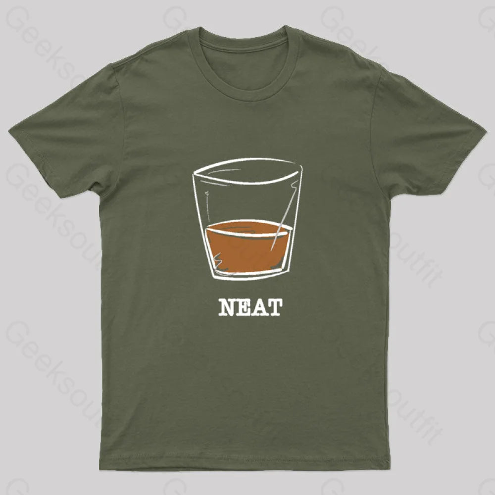 Whiskey Neat Geek T-Shirt Army Green / S