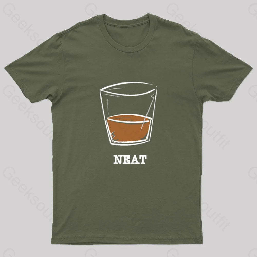 Whiskey Neat Geek T-Shirt Army Green / S