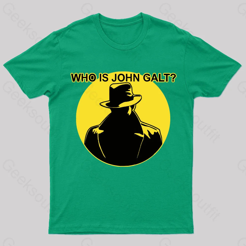 Who Is John Galt Geek T-Shirt Green / S