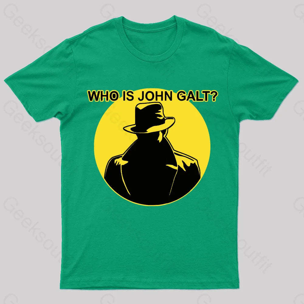 Who Is John Galt Geek T-Shirt Green / S