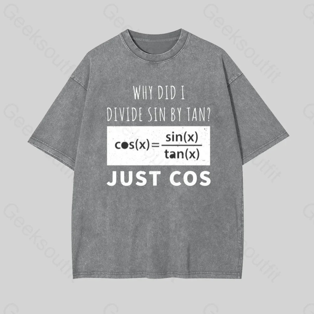 Why Did I Divide Sin By Tan Geek Washed T-Shirt Grey / S