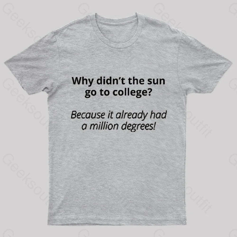 Why Did Not The Sun Go To College Nerd T-Shirt Grey / S