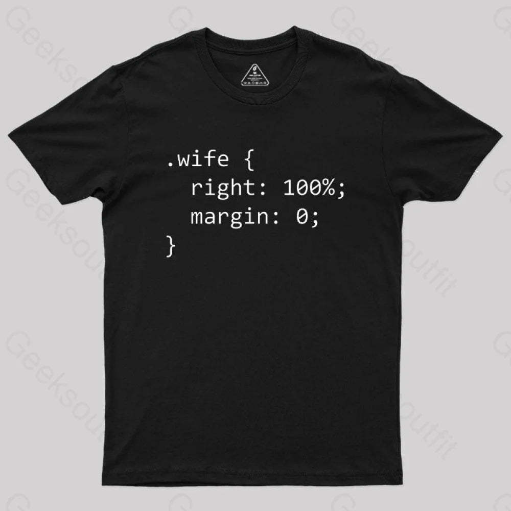 Wife Code Geek T-Shirt Black / S