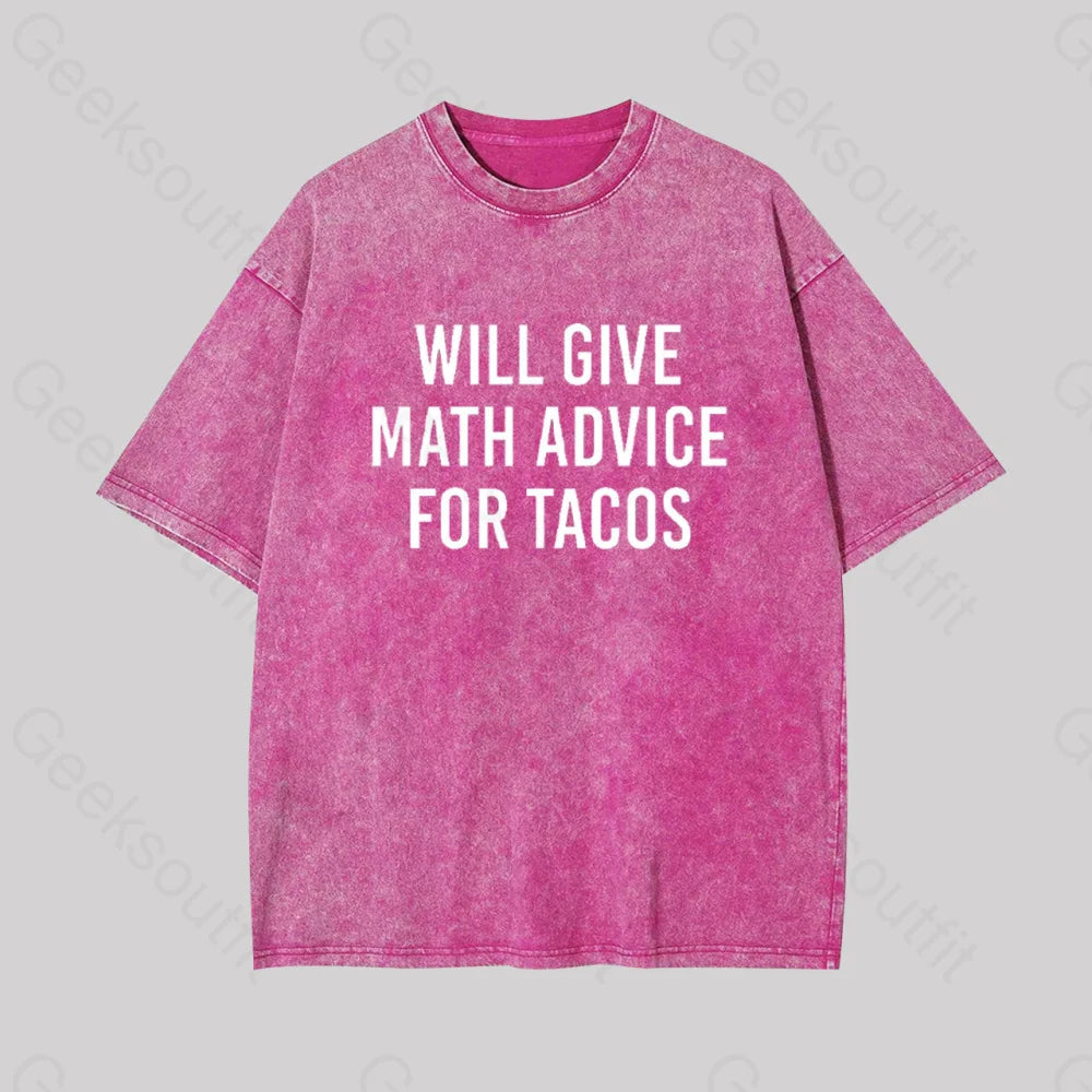 Will Give Math Advice Geek Washed T-Shirt