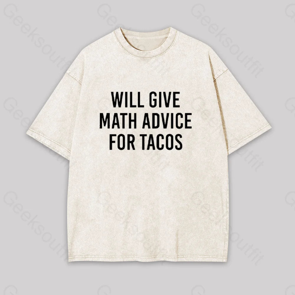 Will Give Math Advice Geek Washed T-Shirt Apricot / S