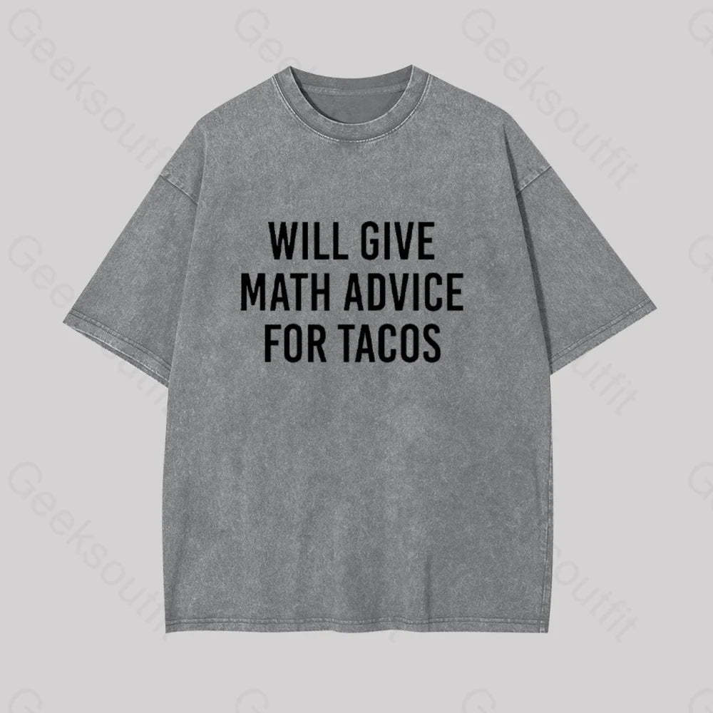 Will Give Math Advice Geek Washed T-Shirt Grey / S