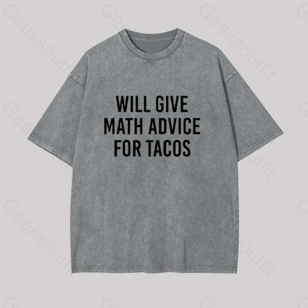 Will Give Math Advice Geek Washed T-Shirt Grey / S